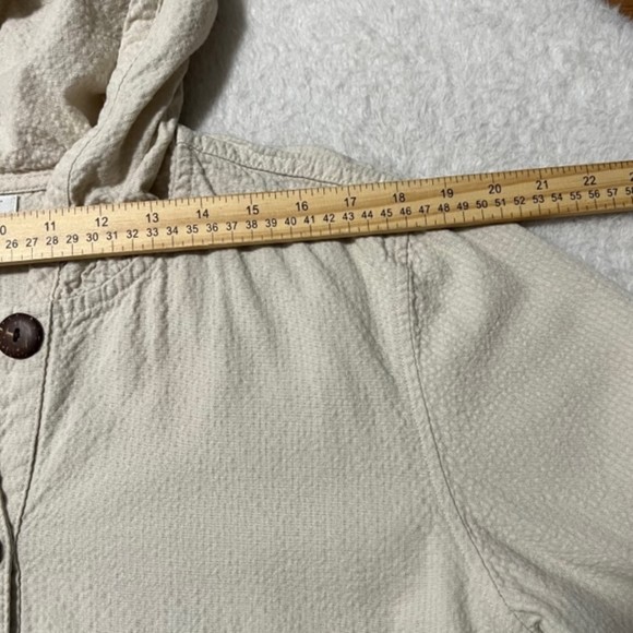 Christopher & Banks Cream Seersucker Button Down LS Hoodie Jacket Size XL - Picture 8 of 10